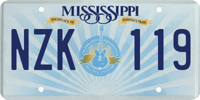 MS license plate NZK119