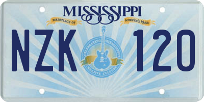 MS license plate NZK120