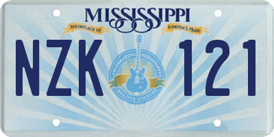 MS license plate NZK121