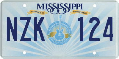 MS license plate NZK124