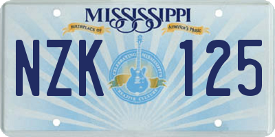 MS license plate NZK125