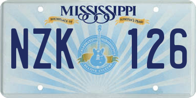 MS license plate NZK126