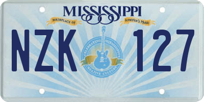 MS license plate NZK127