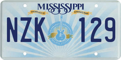 MS license plate NZK129