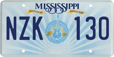 MS license plate NZK130
