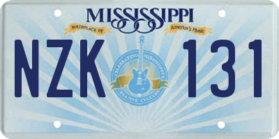MS license plate NZK131