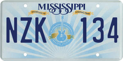 MS license plate NZK134