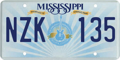 MS license plate NZK135