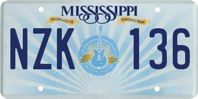 MS license plate NZK136