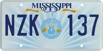 MS license plate NZK137