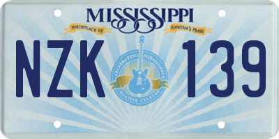 MS license plate NZK139