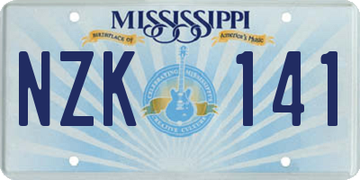 MS license plate NZK141