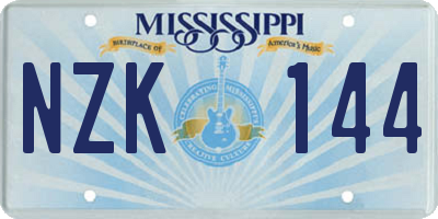 MS license plate NZK144