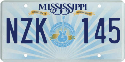 MS license plate NZK145