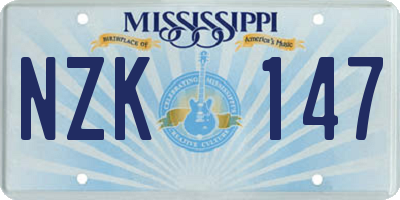 MS license plate NZK147