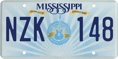 MS license plate NZK148