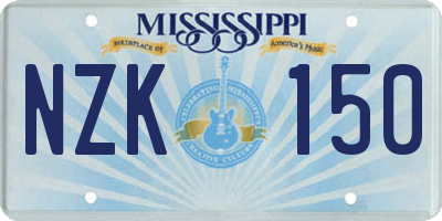MS license plate NZK150