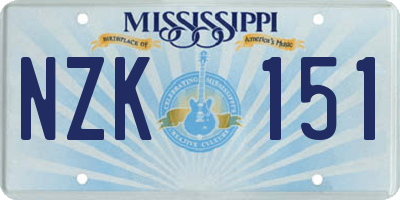 MS license plate NZK151