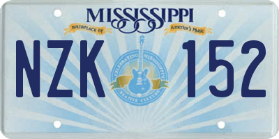 MS license plate NZK152