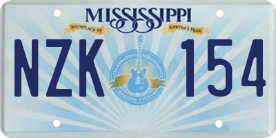 MS license plate NZK154