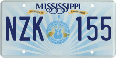 MS license plate NZK155
