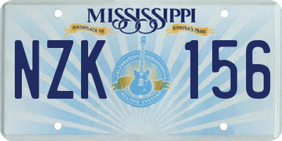 MS license plate NZK156