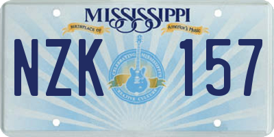 MS license plate NZK157