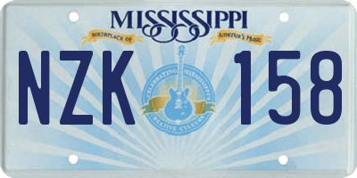 MS license plate NZK158