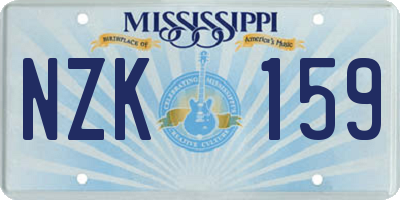 MS license plate NZK159