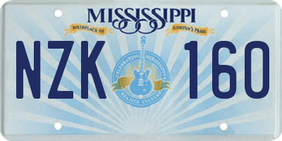 MS license plate NZK160