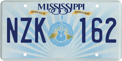 MS license plate NZK162