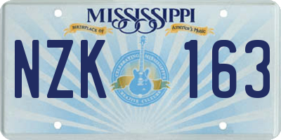 MS license plate NZK163
