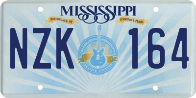 MS license plate NZK164