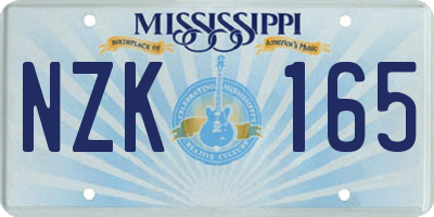 MS license plate NZK165