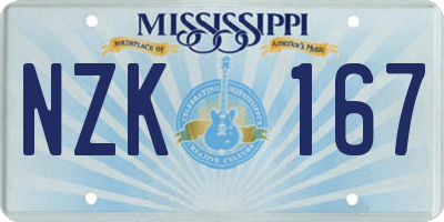 MS license plate NZK167