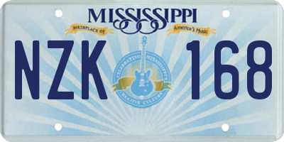 MS license plate NZK168