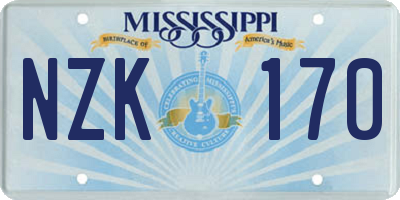 MS license plate NZK170