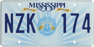 MS license plate NZK174