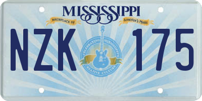 MS license plate NZK175