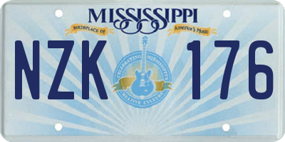 MS license plate NZK176