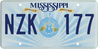 MS license plate NZK177