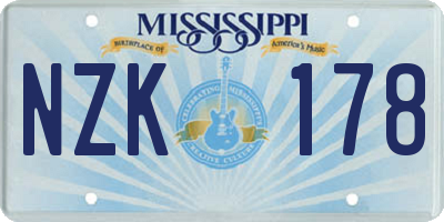MS license plate NZK178