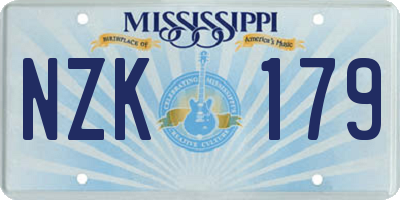MS license plate NZK179