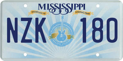 MS license plate NZK180