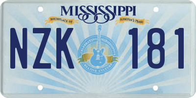 MS license plate NZK181