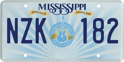 MS license plate NZK182