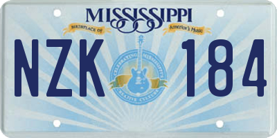 MS license plate NZK184