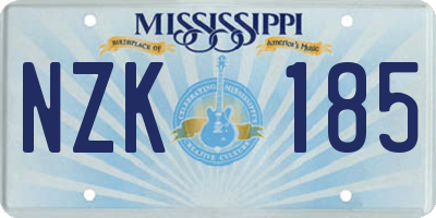 MS license plate NZK185