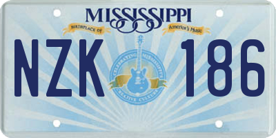 MS license plate NZK186
