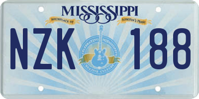 MS license plate NZK188